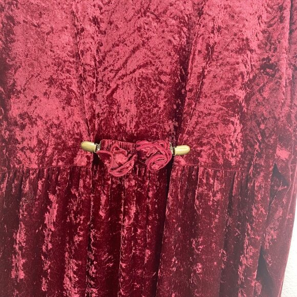 Vintage All That Jazz Womens Crushed Velvet Whimsigoth Vamp Dress Burgundy Sz 18 - Picture 7 of 10
